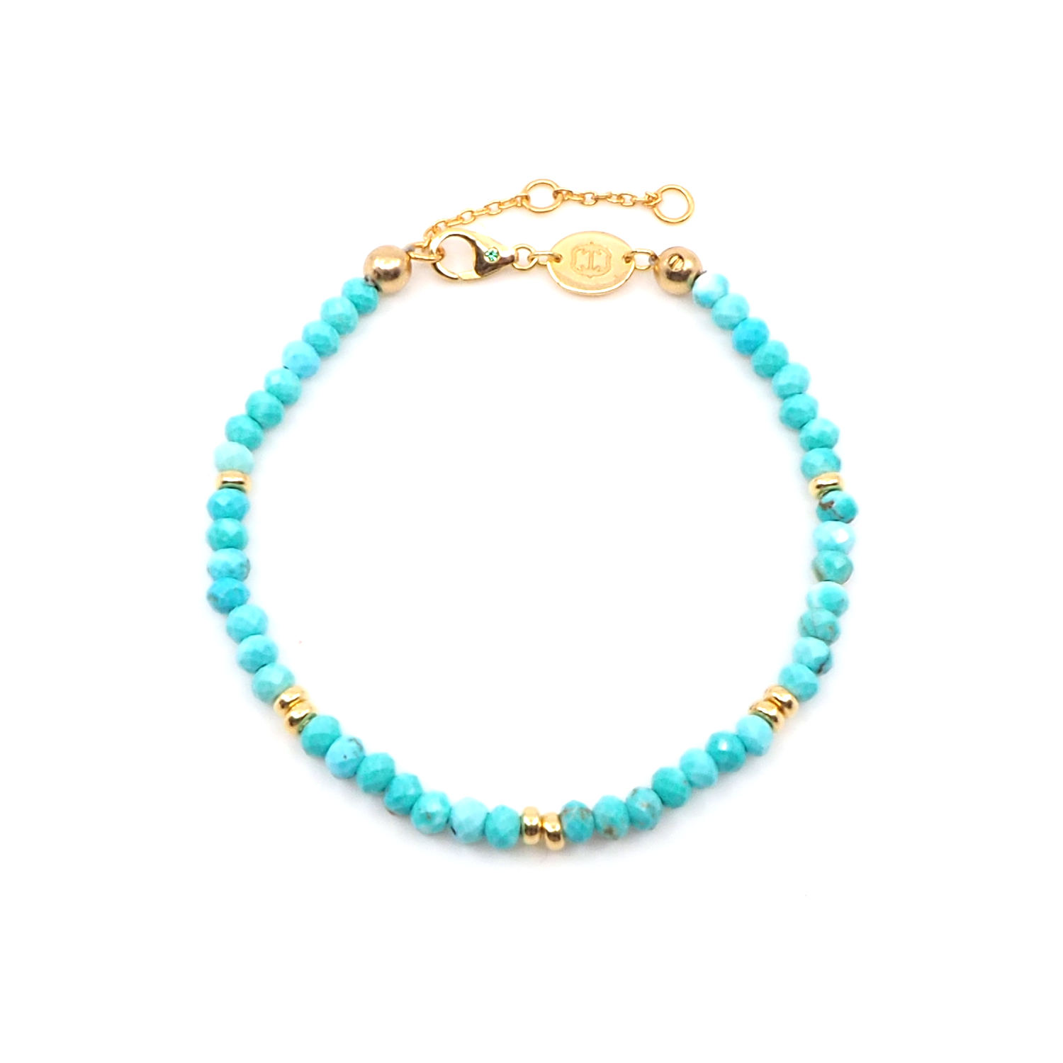 Bracelet Turquoise rondelle, Or