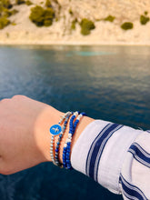 Bracelet double Rocaille bleu Argent