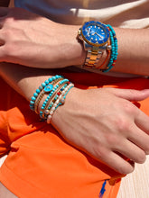Bracelet double Rocaille turquoise Or