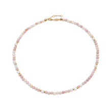 Collier choker Opale rose, Pierre de lune, Or