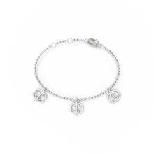 Chaînette triple monogramme argentée