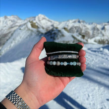 Bracelet Macramé Aïgue-marine, Howlite facettée, Pierre de lune, Cristaux, Argent, Diamant