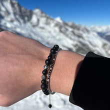 Bracelet Macramé Syénite, Onyx, Cristal, Titane, Argent, Diamant, Diamant noir