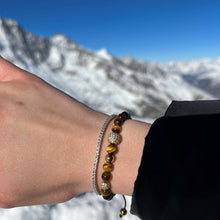 Bracelet Macramé Oeil de tigre, Diamants, Or