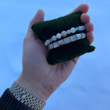 Bracelet Macramé Aïgue-marine, Howlite facettée, Pierre de lune, Cristaux, Argent, Diamant