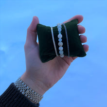 Bracelet Macramé Aïgue-marine, Howlite facettée, Pierre de lune, Cristaux, Argent, Diamant