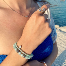 Bracelet Macramé Acquamarine, Diamant, Argent