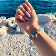 Bracelet Macramé Acquamarine, Diamant, Argent