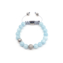 Bracelet Macramé Acquamarine, Diamant, Argent