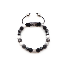 Bracelet Macramé Howlite, Pierre de lave, Syénite, Hématite, Diamant