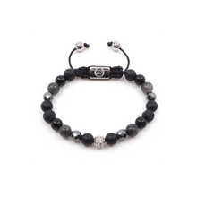 Bracelet Macramé Pierre de Lave, Onyx, Syénite, Hématite, Diamant