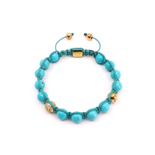 Bracelet Macramé Tressé Turquoise, Diamant, Or