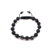 Braelet Macramé Tressé Pierre de Lave, Syénite, Diamant noir